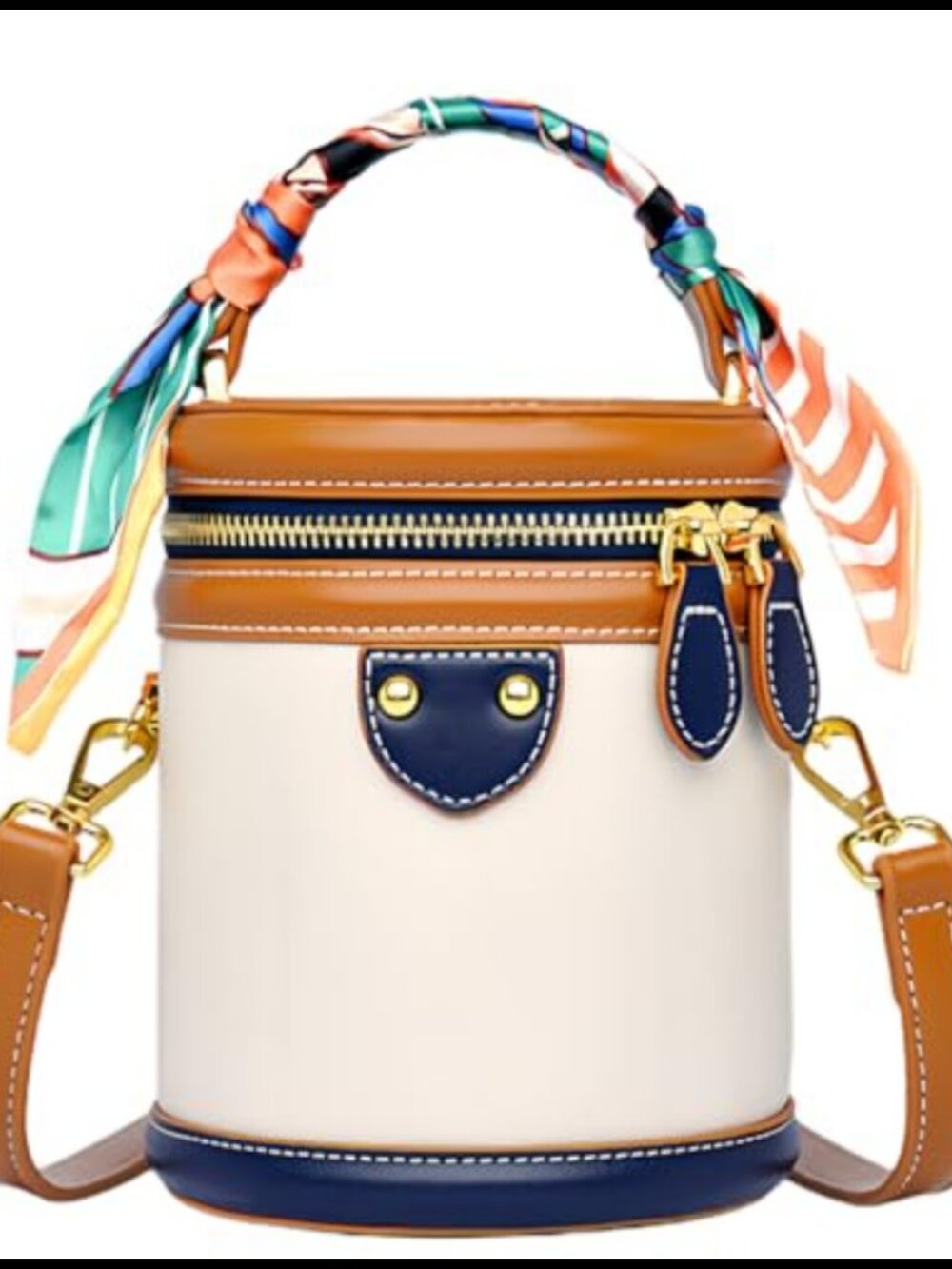 Mini Bucket Crossbody Bag Vegan Leather Small Round Shoulder Handbag